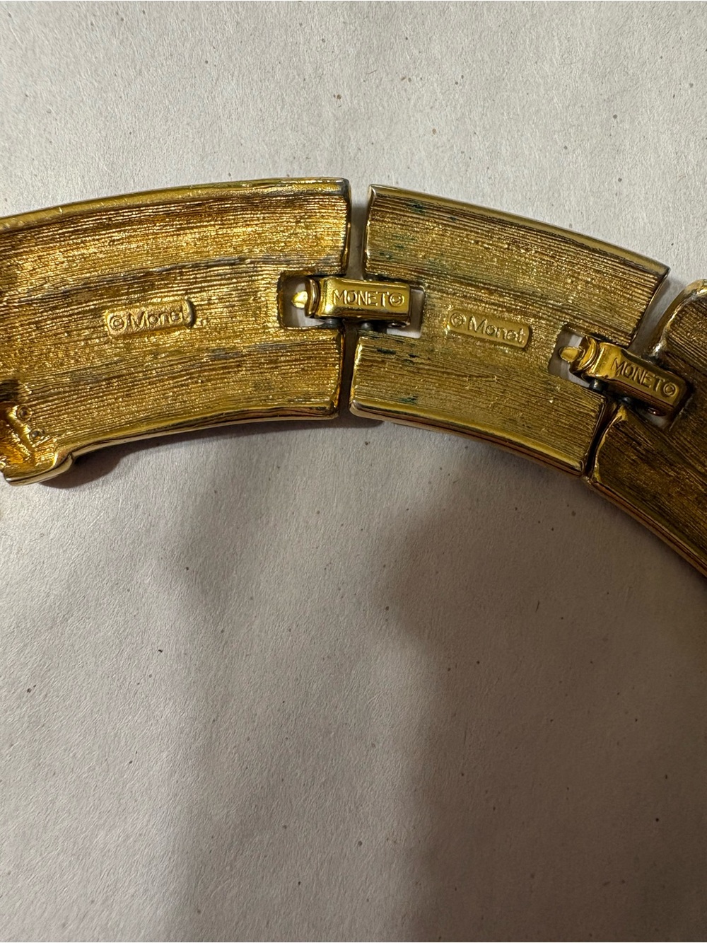 Vintage Signed Monet Black Enamel Neck Collar - Picture 3 of 6